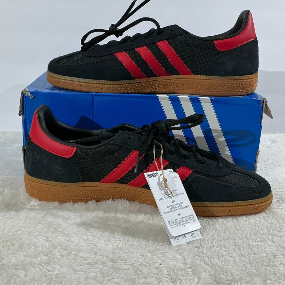 Adidas Handball Spezial Men's 11.5 Black Red Gum Originals Retro Gum Sole NWT